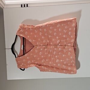 LC Lauren Conrad Coral Palm Print Blouse